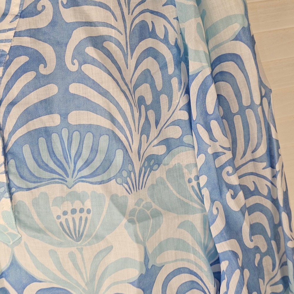 NWOT J McLaughlin Womens Blue White Print Long Sleeve V‎ Neck Top Blouse XS - Picture 4 of 6
